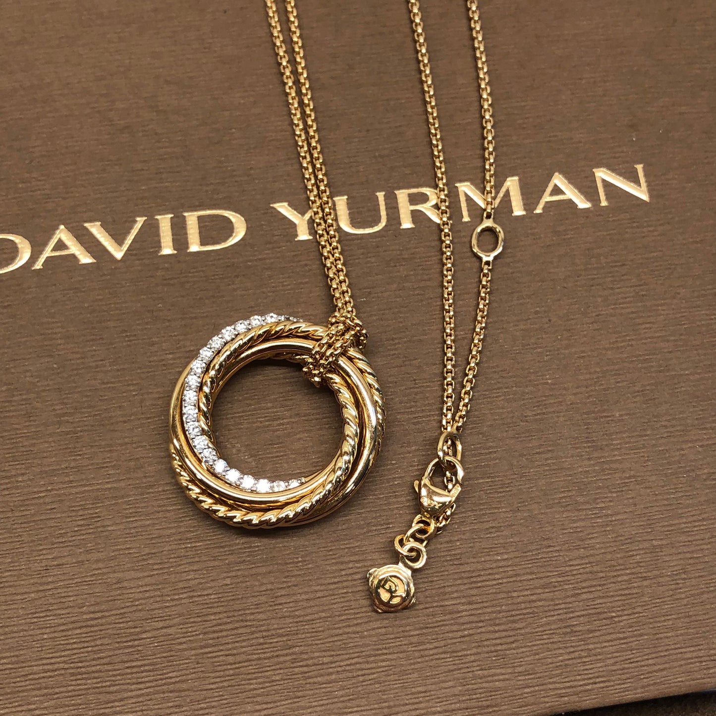 David Yurman Crossover Pendant 18K Yellow Gold with Diamonds 21mm Necklace - HASHTAGWATCHCO