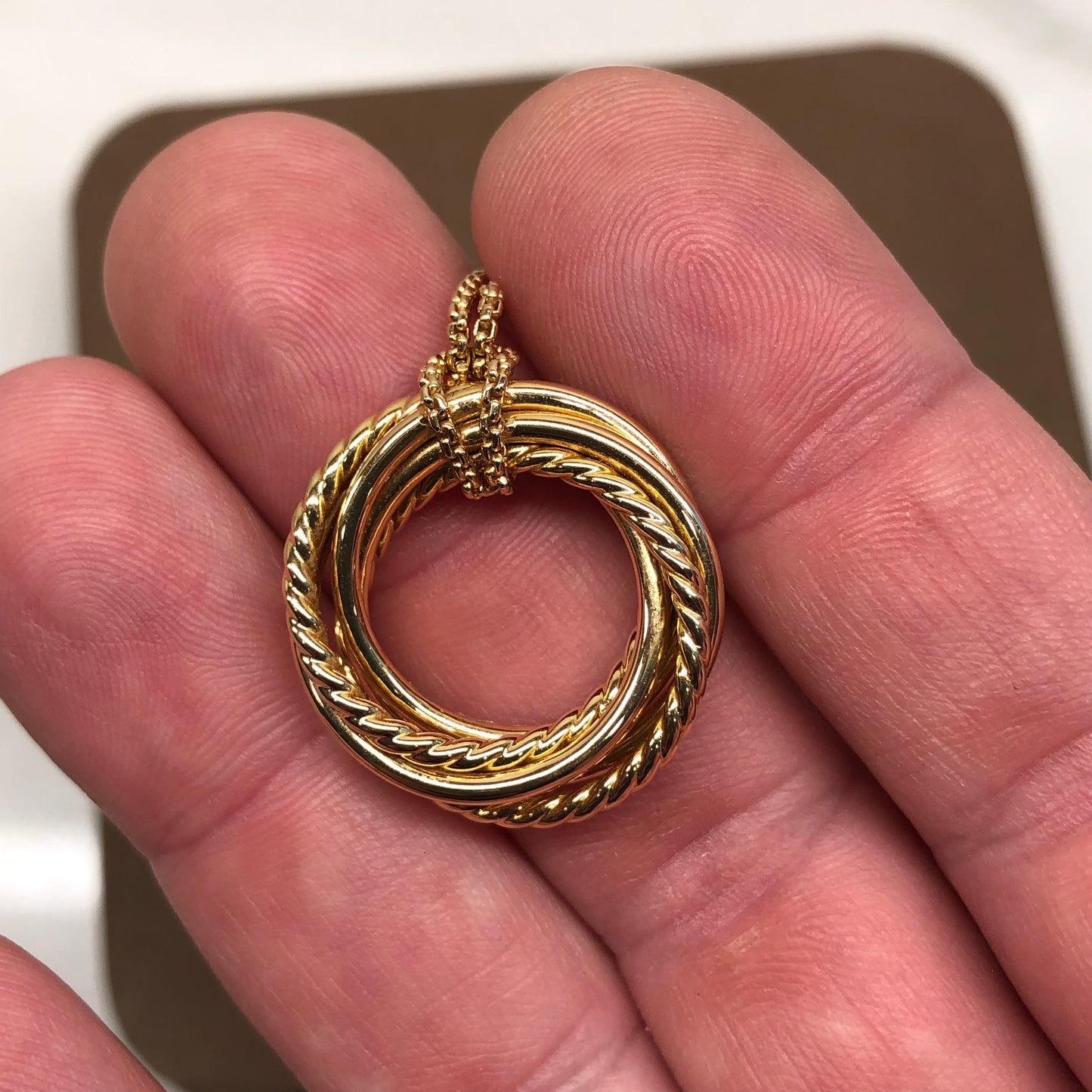 David Yurman Crossover Pendant 18K Yellow Gold with Diamonds 21mm Necklace - HASHTAGWATCHCO