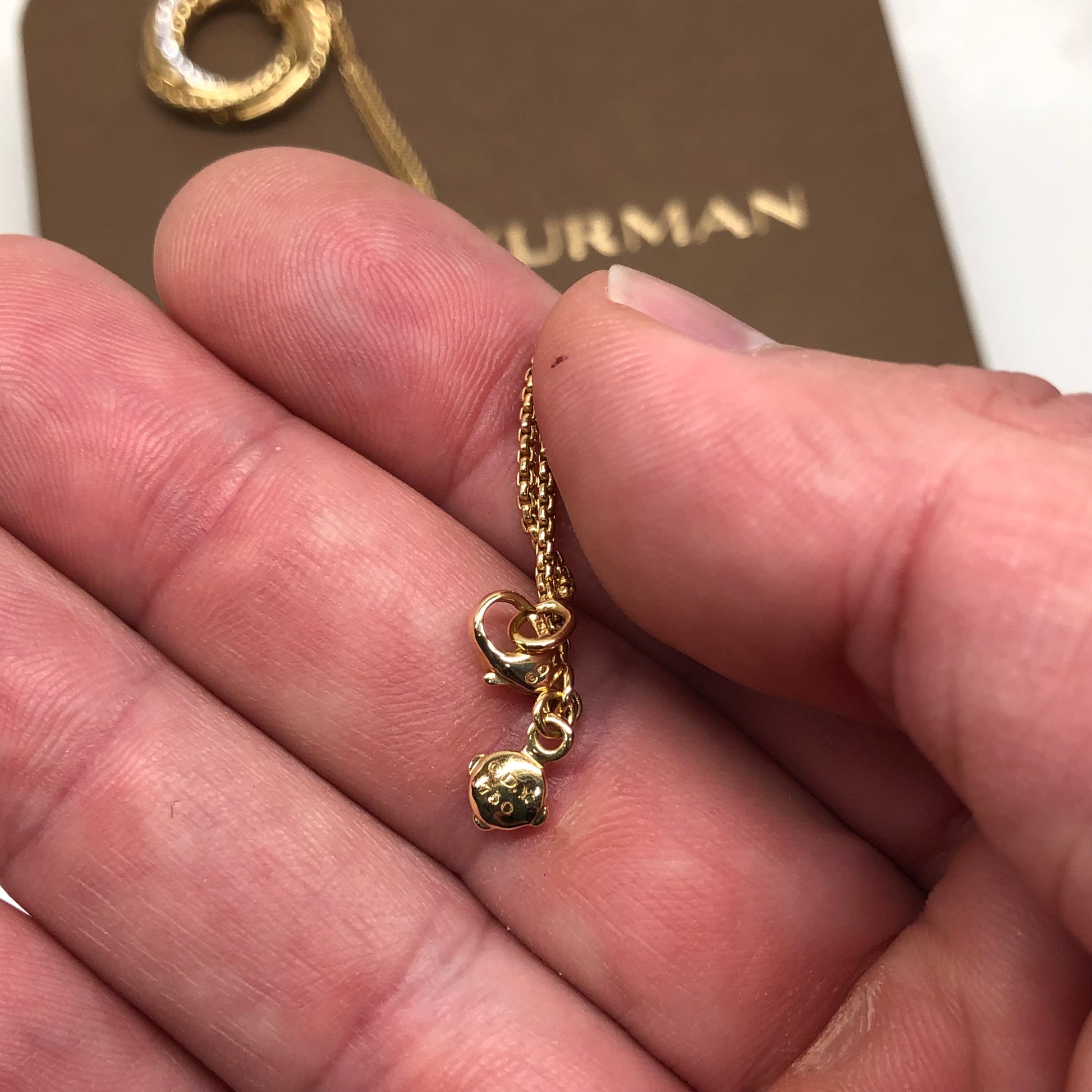David Yurman Crossover Pendant 18K Yellow Gold with Diamonds 21mm Necklace - HASHTAGWATCHCO