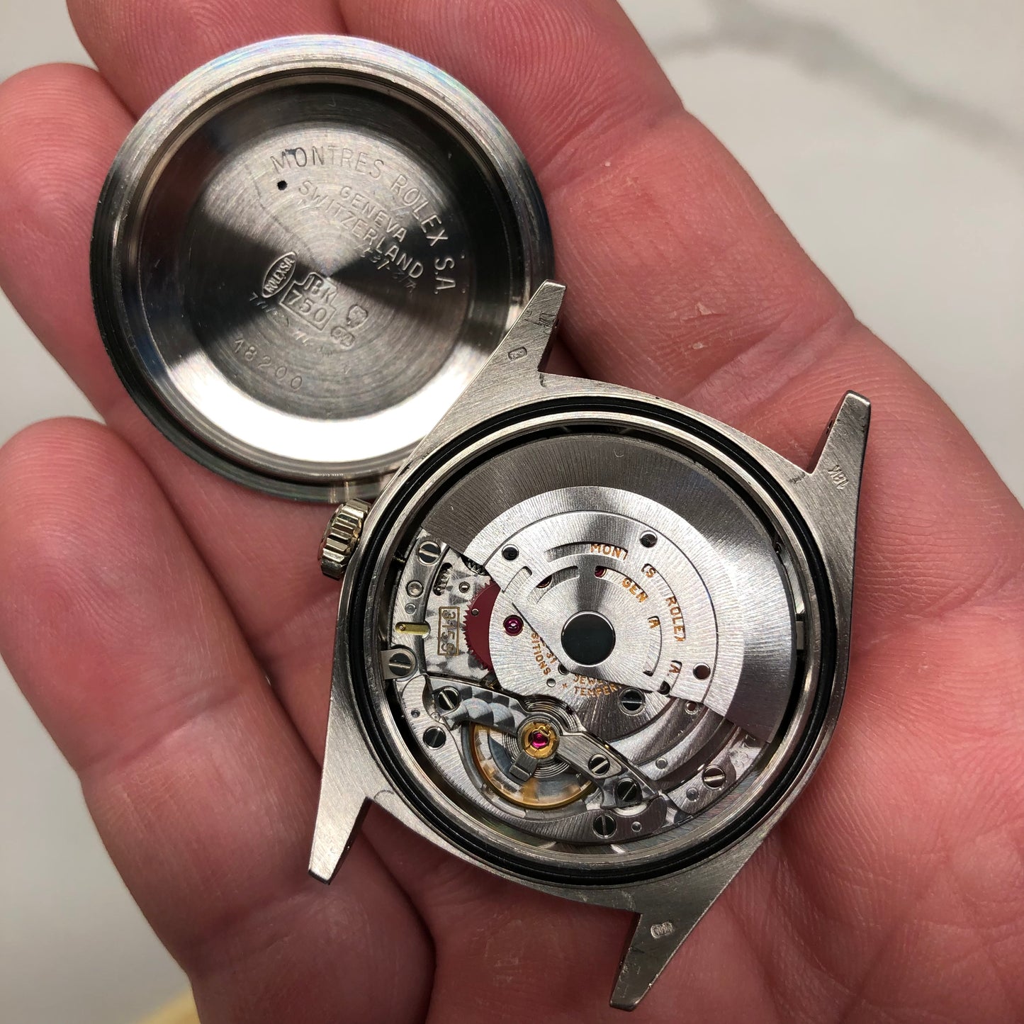 1988 Rolex President Tridor Day Date 18239B Salmon Diamond Dial Automatic Wristwatch - HASHTAGWATCHCO