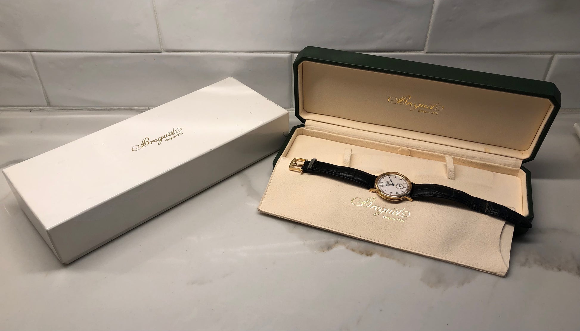 Breguet Classique 3910BA 18K Yellow Gold Coin Edge Wristwatch with Boxes - HASHTAGWATCHCO