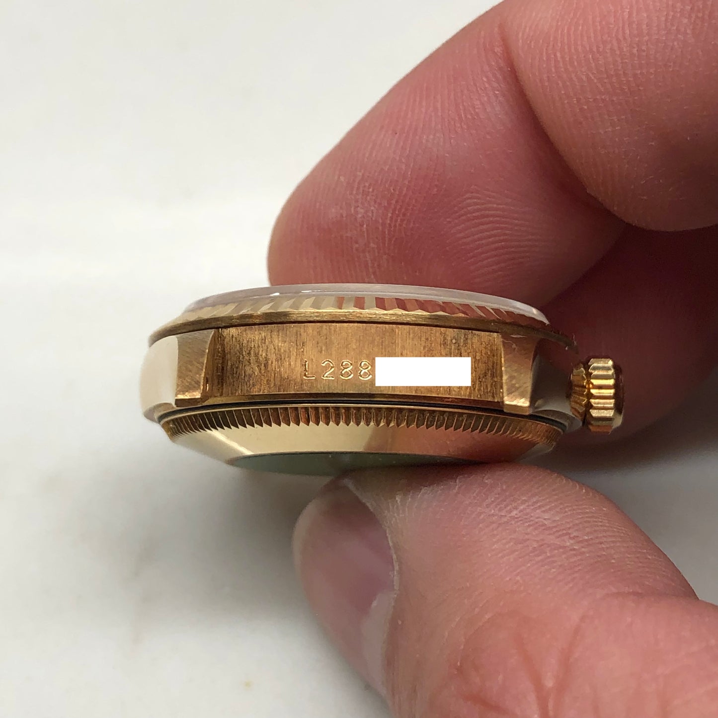 1989 Rolex Oyster Perpetual 67518 Champagne Dial 18K Yellow Gold Wristwatch - HASHTAGWATCHCO