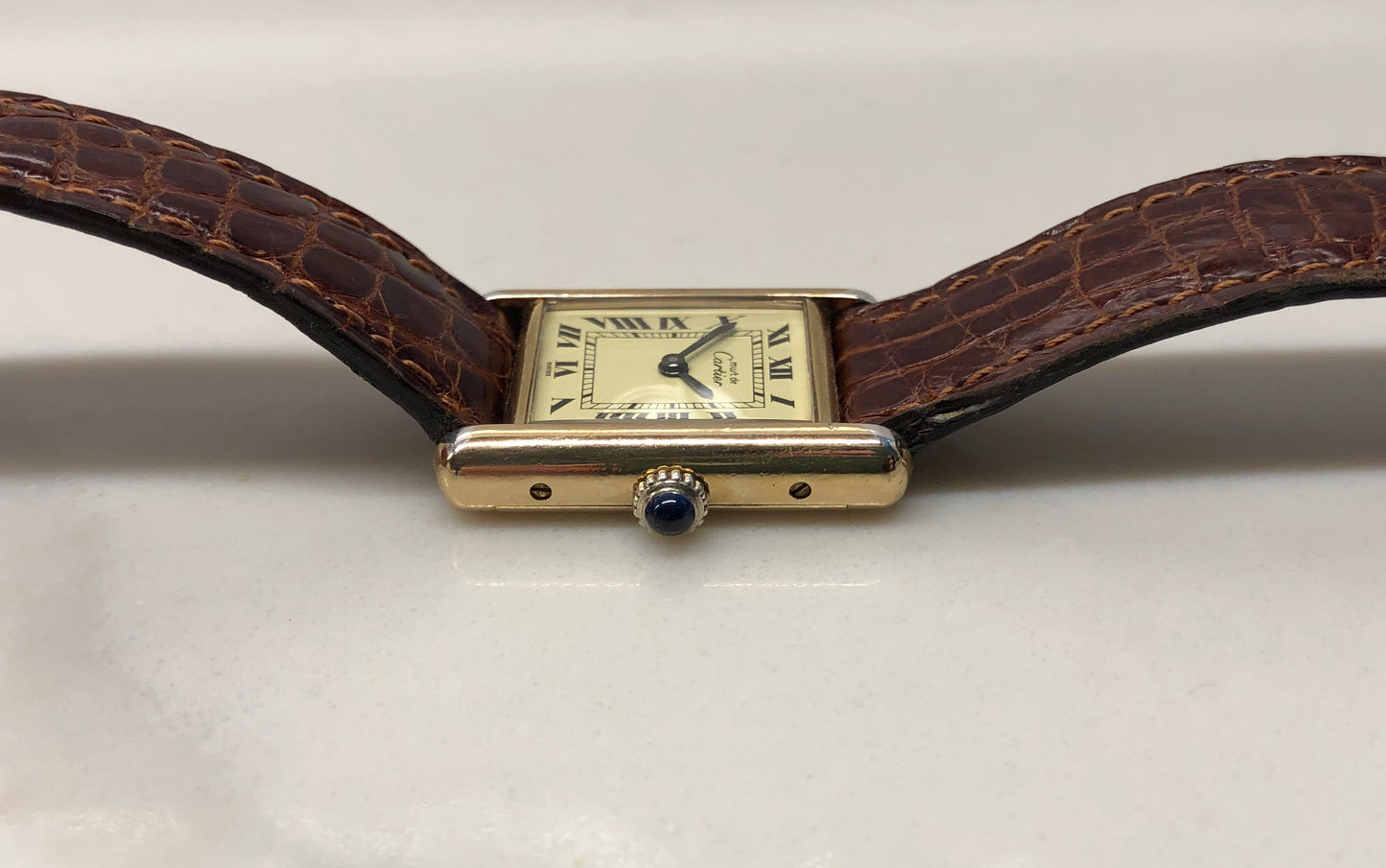 Cartier Must de Cartier Tank Vermeil Manual Wind 925 Wristwatch with Box - HASHTAGWATCHCO