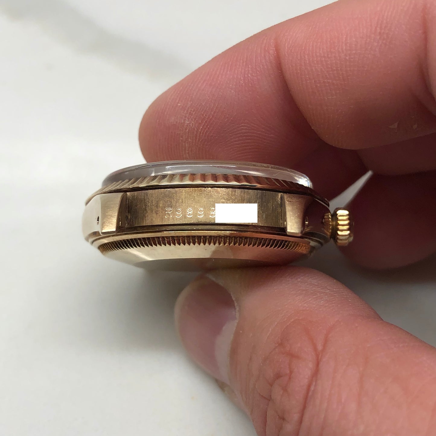 1988 Rolex Date 15037 Oyster Perpetual Silver Dial 14K Yellow Gold Wristwatch - HASHTAGWATCHCO