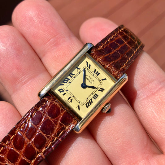 Cartier Must de Cartier Tank Vermeil Manual Wind 925 Wristwatch with Box - HASHTAGWATCHCO