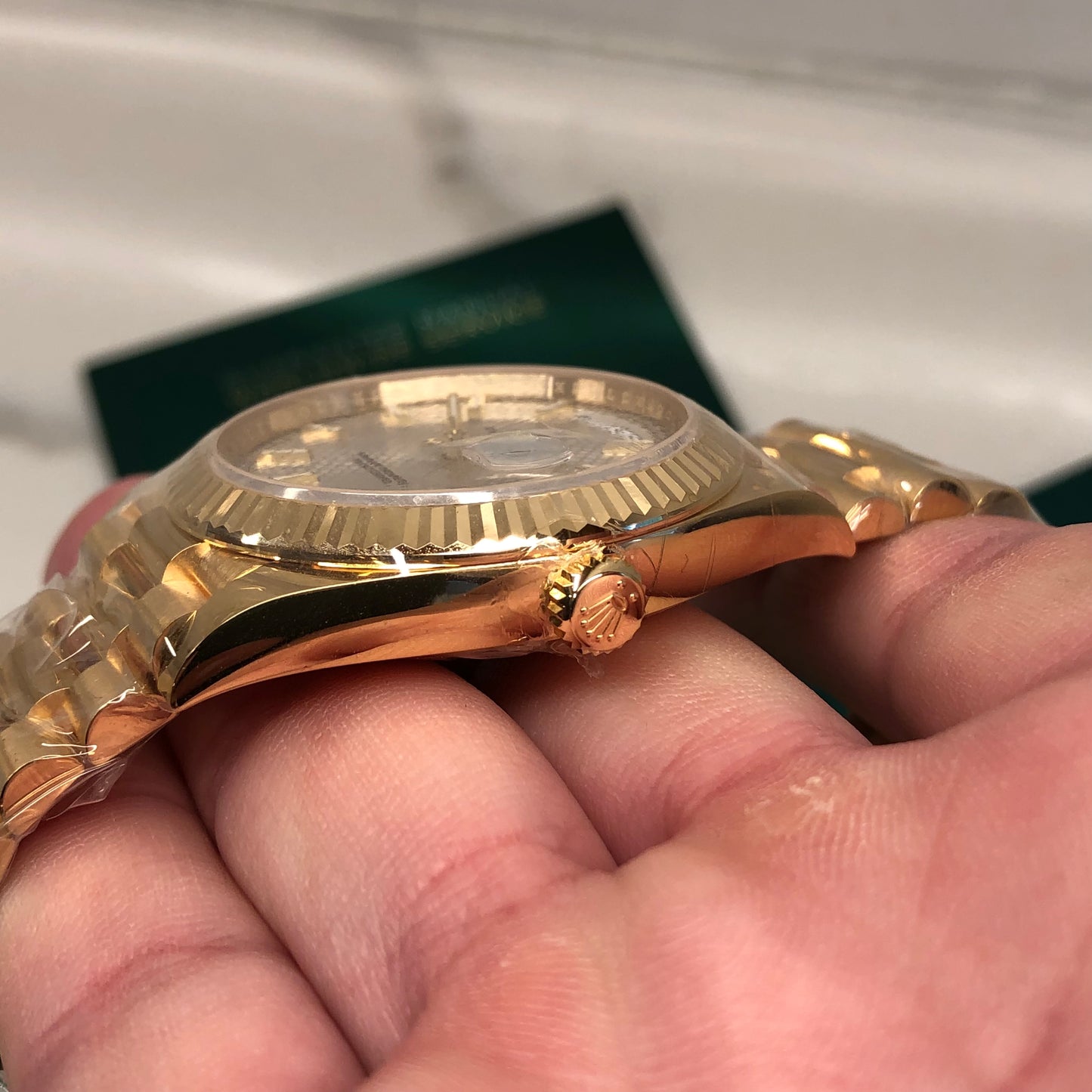 2022 Rolex President Day Date 228238 18K Yellow Gold Silver Motif Wristwatch with Box and Papers - HASHTAGWATCHCO