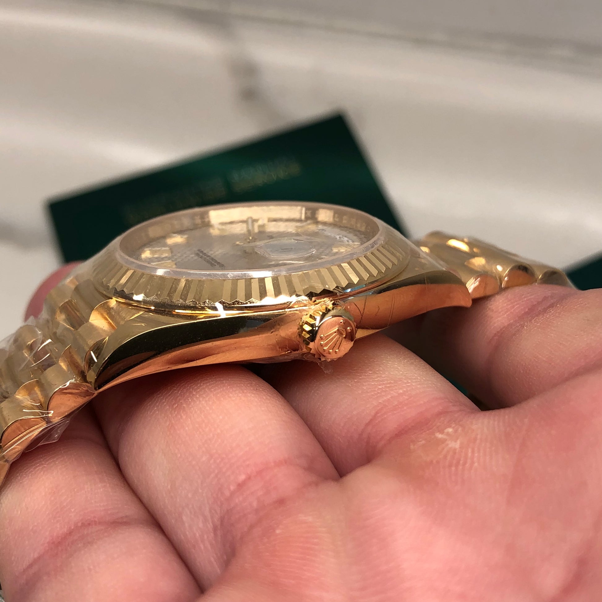 2022 Rolex President Day Date 228238 18K Yellow Gold Silver Motif Wristwatch with Box and Papers - HASHTAGWATCHCO