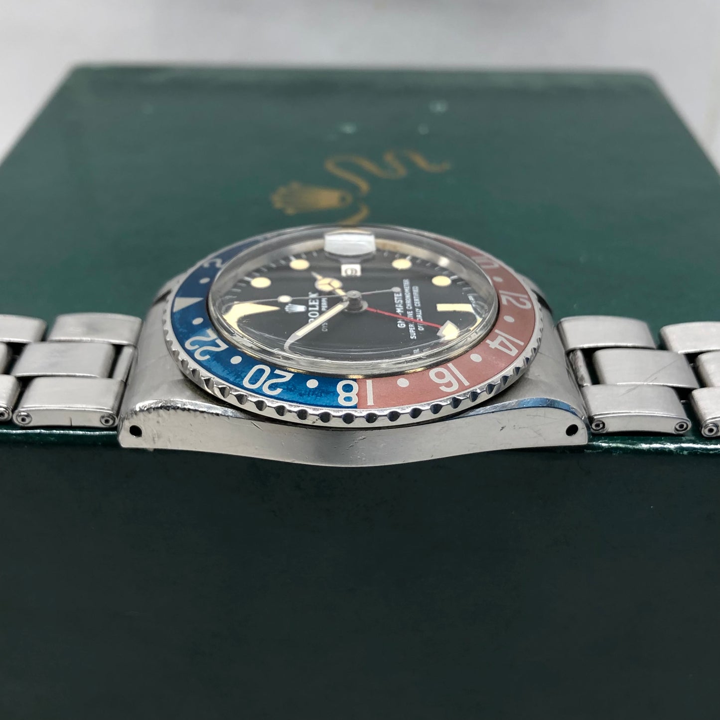 1971 Rolex GMT MASTER 1675 Mk 2 Pepsi Matte Dial Stainless Steel Automatic Wristwatch - Hashtag Watch Company