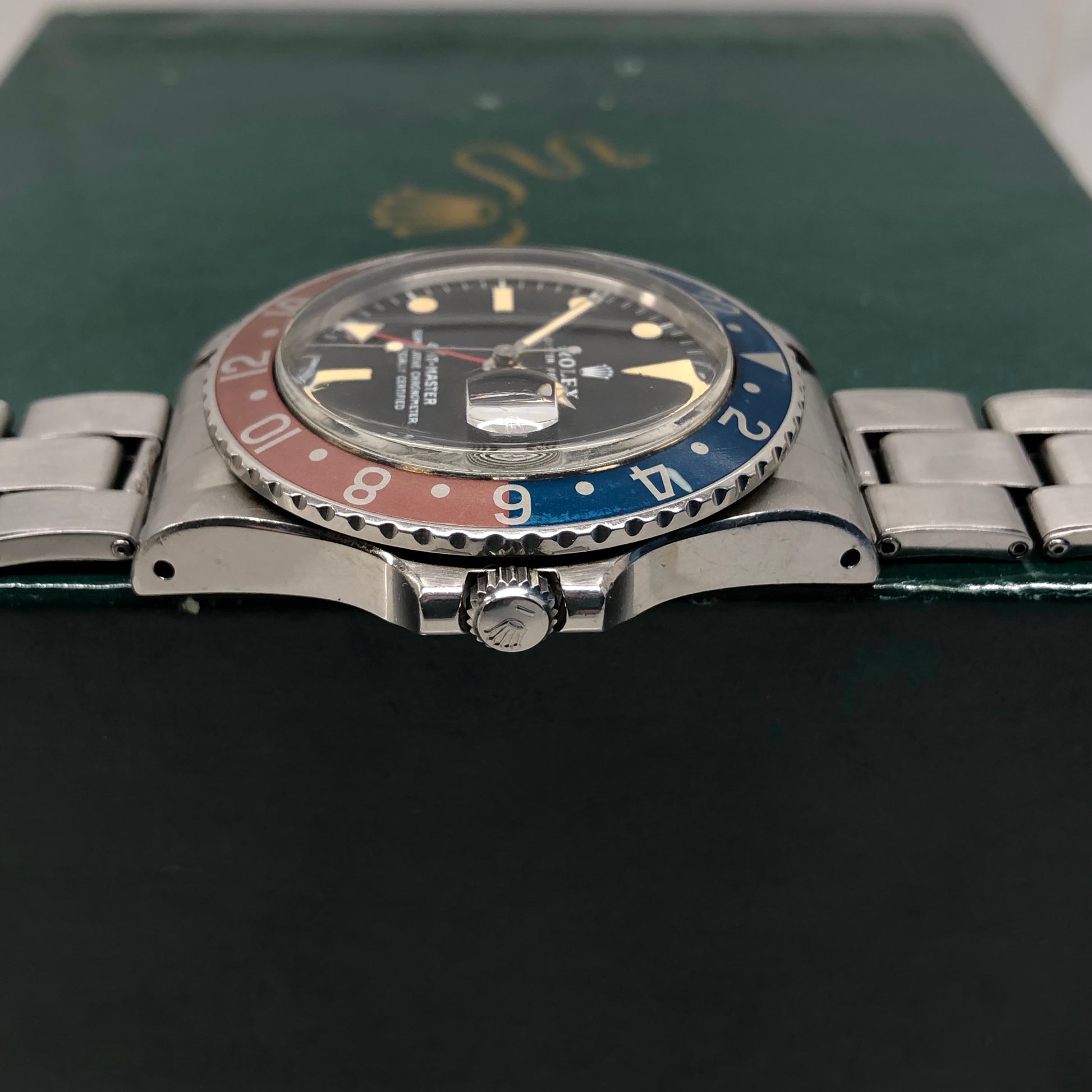 1971 Rolex GMT MASTER 1675 Mk 2 Pepsi Matte Dial Stainless Steel Automatic Wristwatch - Hashtag Watch Company