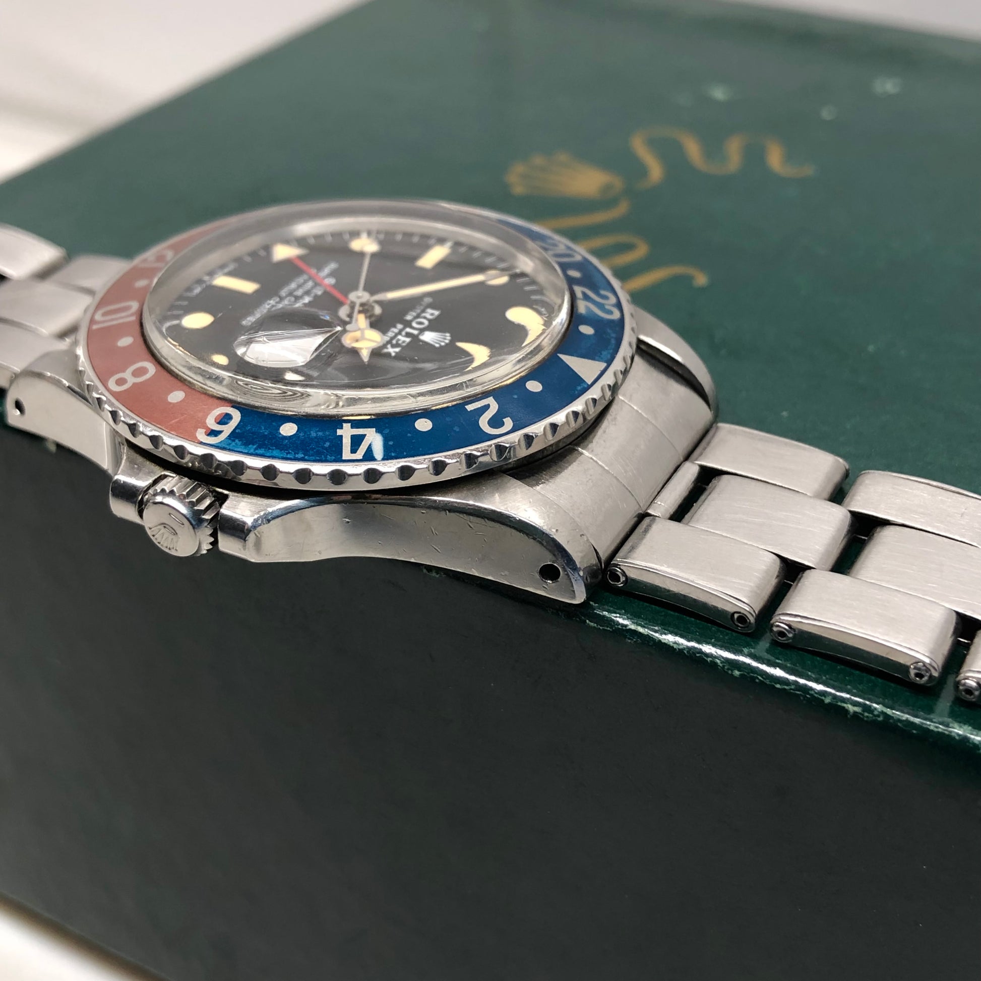 1971 Rolex GMT MASTER 1675 Mk 2 Pepsi Matte Dial Stainless Steel Automatic Wristwatch - Hashtag Watch Company