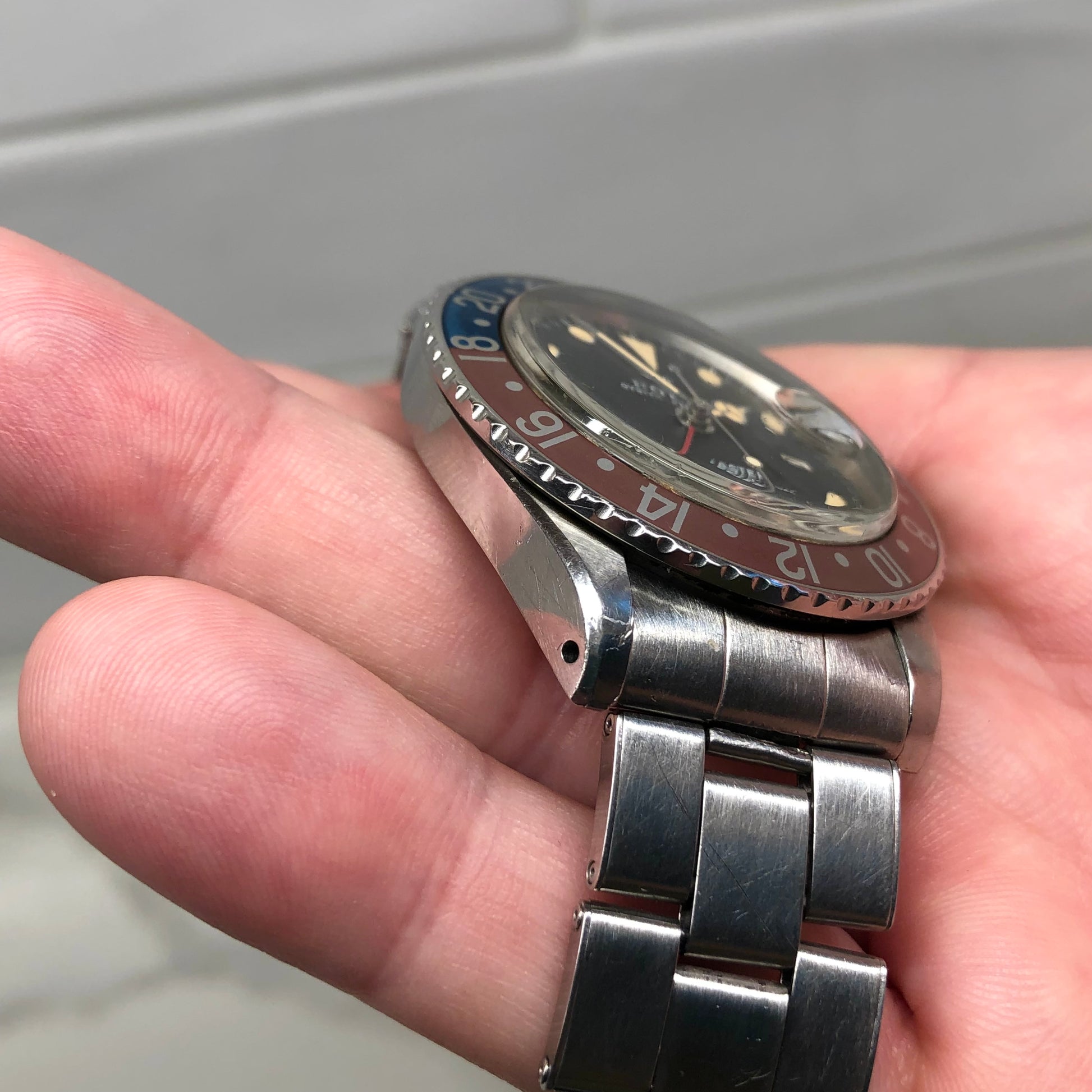 1971 Rolex GMT MASTER 1675 Mk 2 Pepsi Matte Dial Stainless Steel Automatic Wristwatch - Hashtag Watch Company