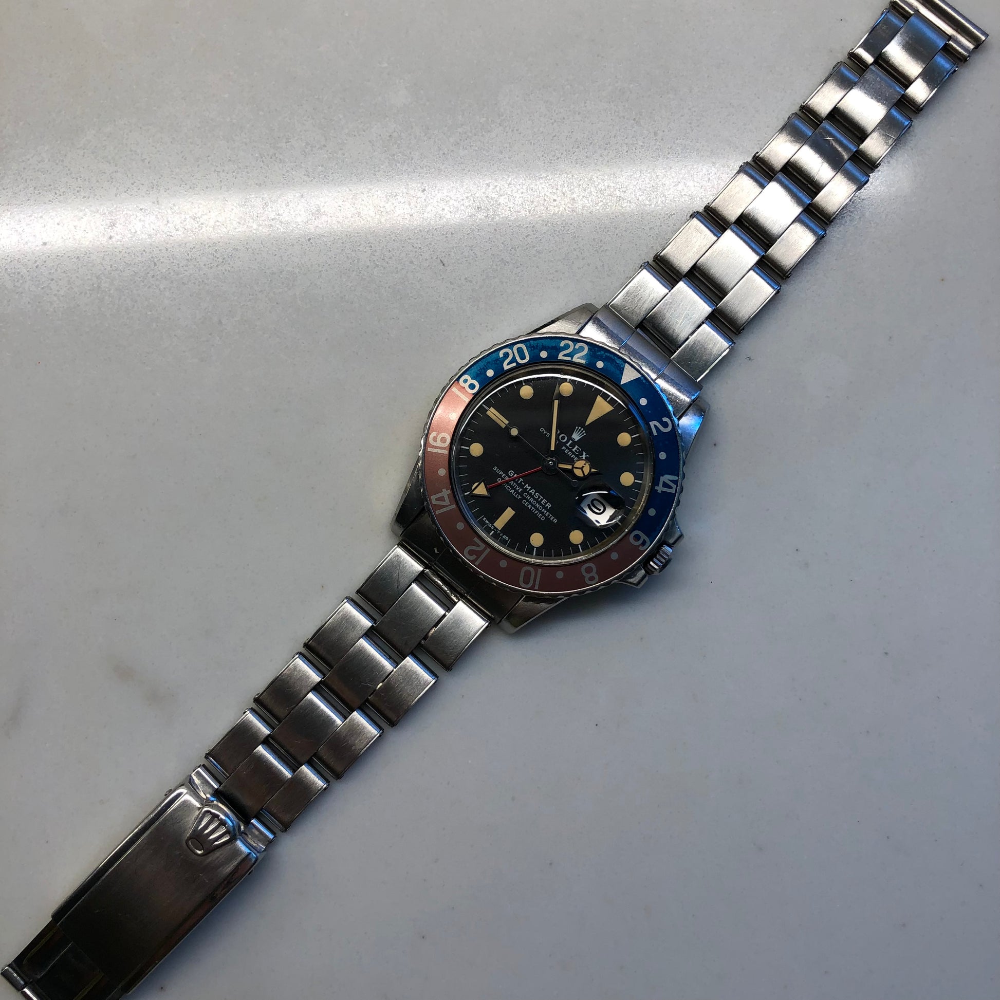 1971 Rolex GMT MASTER 1675 Mk 2 Pepsi Matte Dial Stainless Steel Automatic Wristwatch - Hashtag Watch Company
