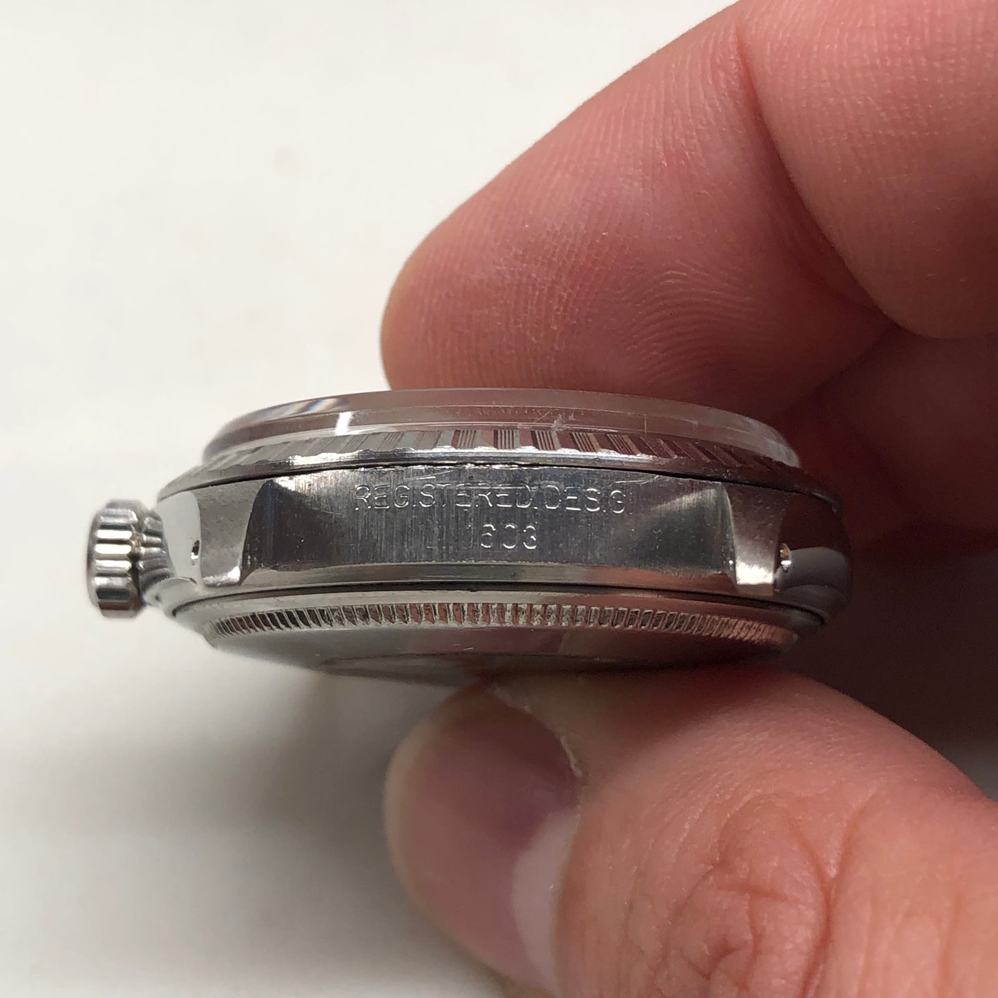 1970 Rolex Datejust 1603 Grey Dial Engine Turned Oyster Automatic Wristwatch