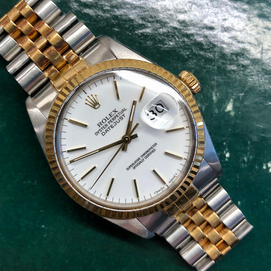 1987 Rolex Datejust 16013 White Dial Two Tone Jubilee Automatic Wristwatch