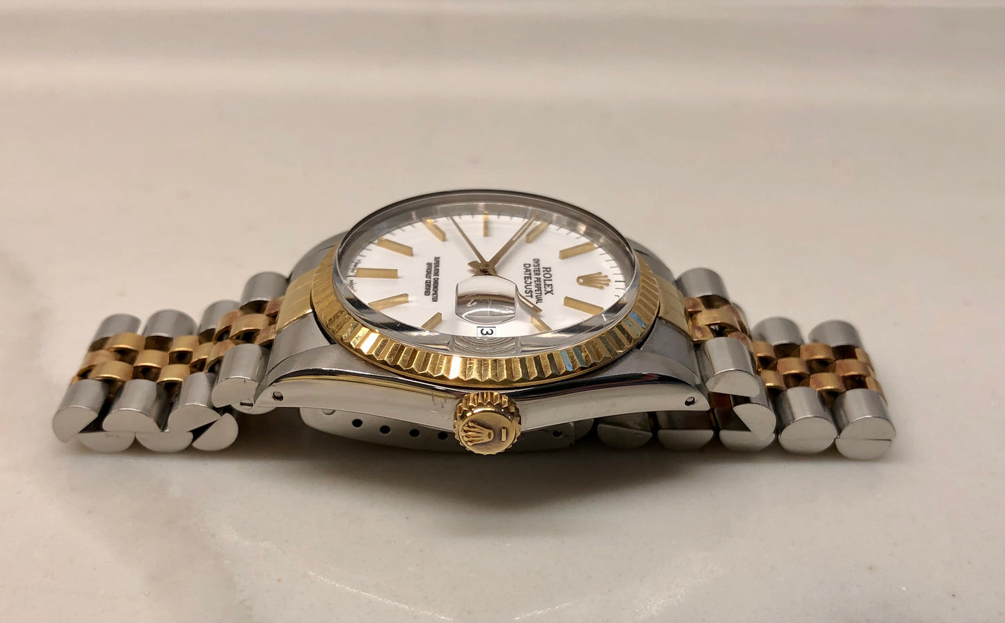 1987 Rolex Datejust 16013 White Dial Two Tone Jubilee Automatic Wristwatch