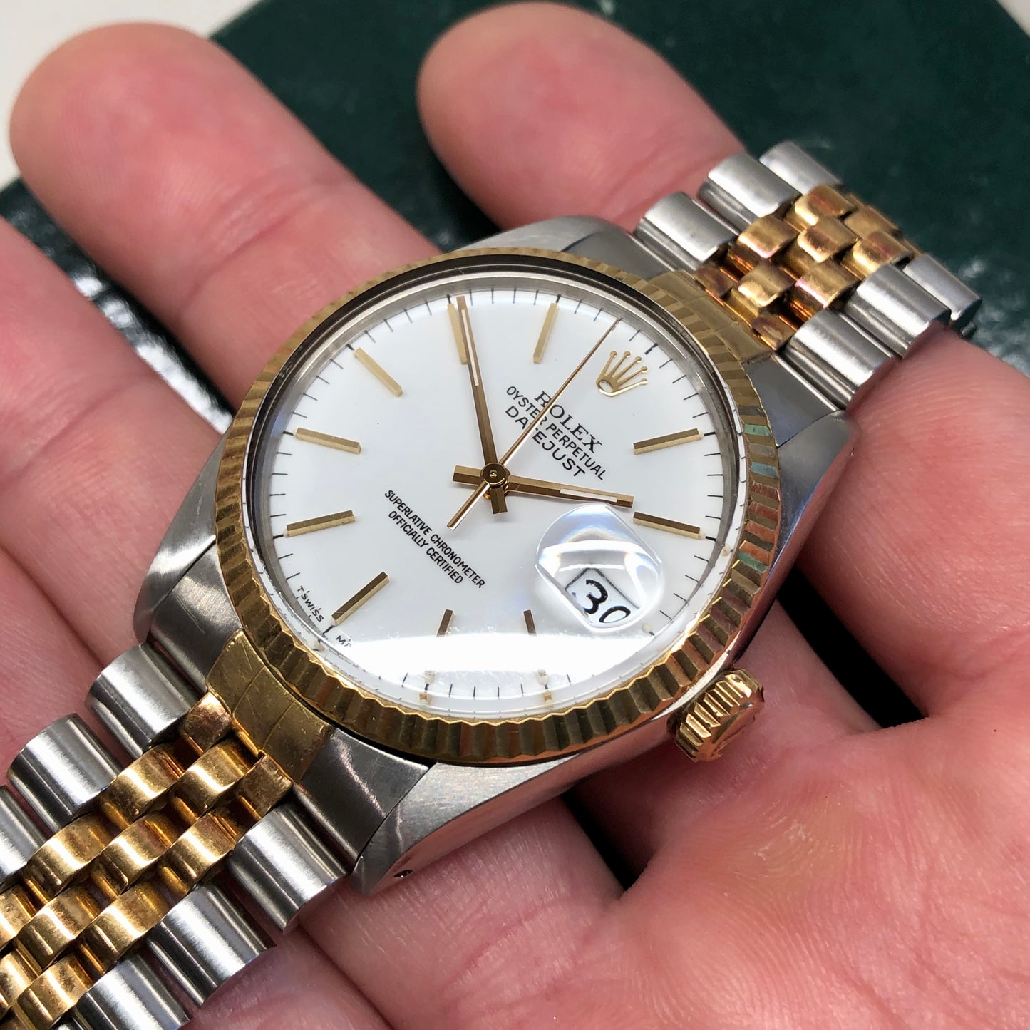 1987 Rolex Datejust 16013 White Dial Two Tone Jubilee Automatic Wristwatch
