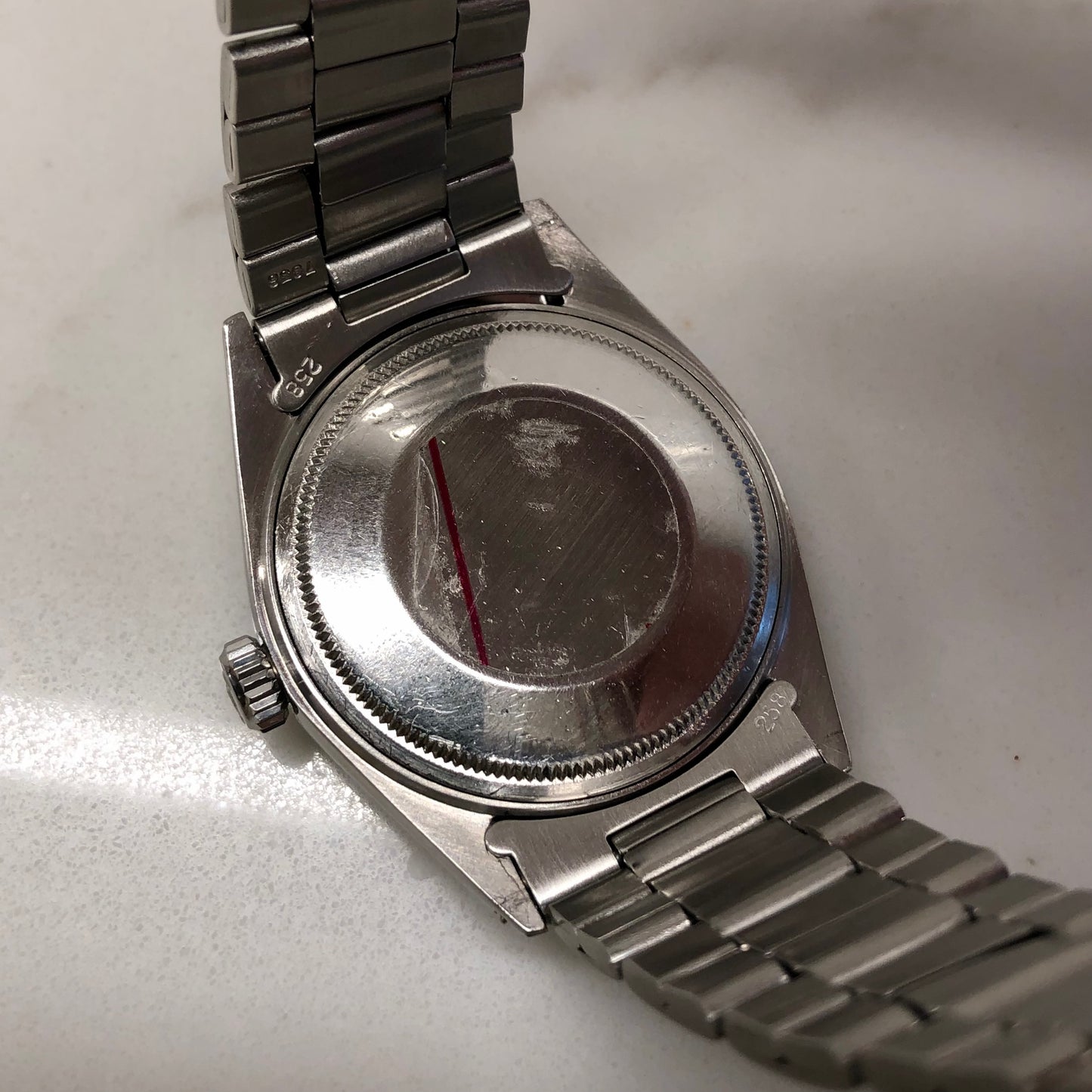 1970 Rolex Datejust 1603 Grey Dial Engine Turned Oyster Automatic Wristwatch