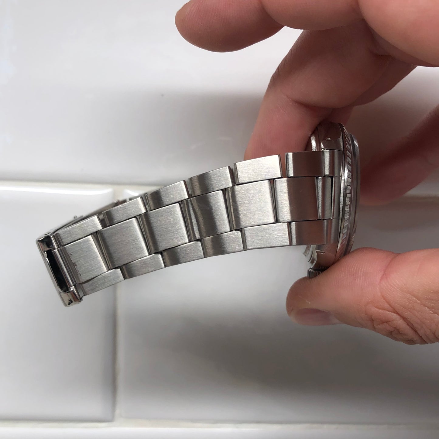 1970 Rolex Datejust 1603 Grey Dial Engine Turned Oyster Automatic Wristwatch