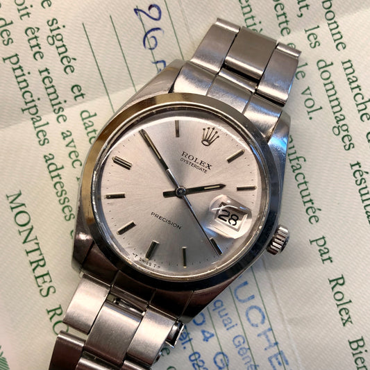 1976 Rolex Oysterdate Precision 6694 Stainless Steel Manual Wristwatch with Guarantee Papers - HASHTAGWATCHCO