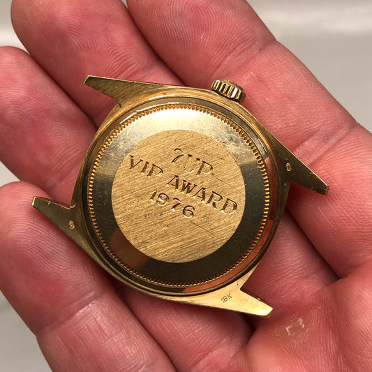 1976 Rolex President Day Date 1803 Silver Minute Track Dial Wristwatch 7UP VIP Award with Papers
