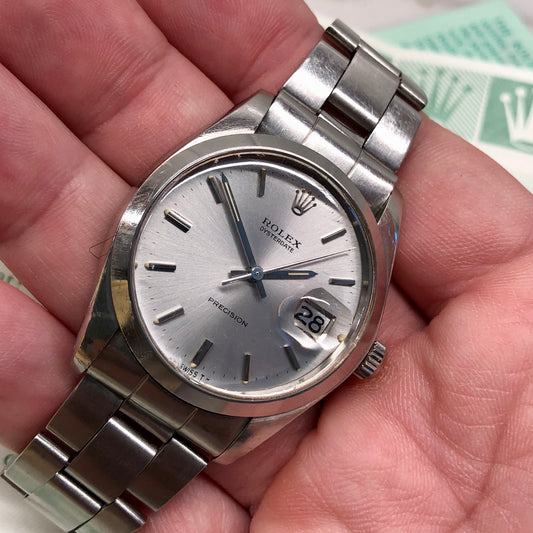 1976 Rolex Oysterdate Precision 6694 Stainless Steel Manual Wristwatch with Guarantee Papers - HASHTAGWATCHCO