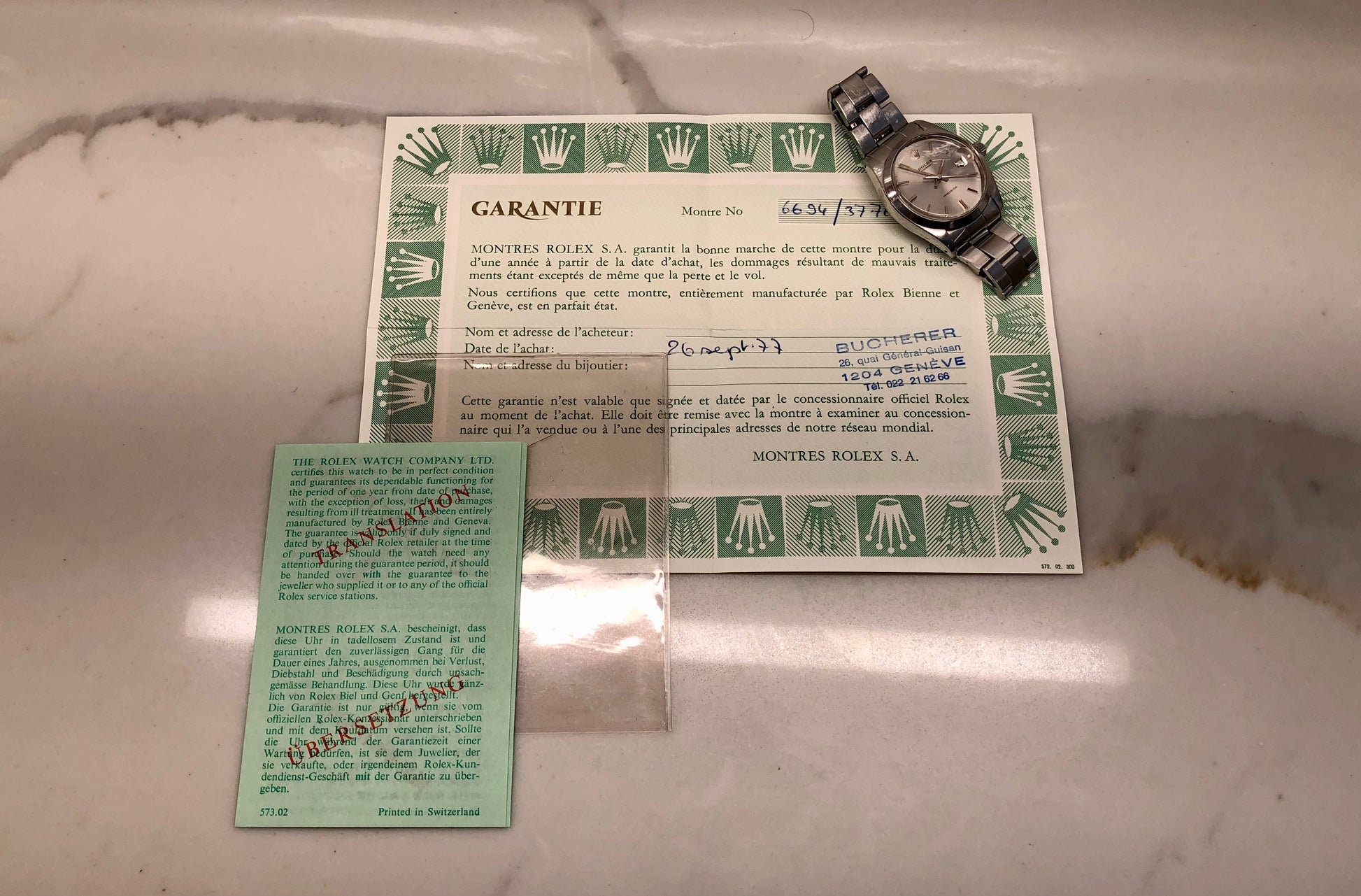 1976 Rolex Oysterdate Precision 6694 Stainless Steel Manual Wristwatch with Guarantee Papers - HASHTAGWATCHCO