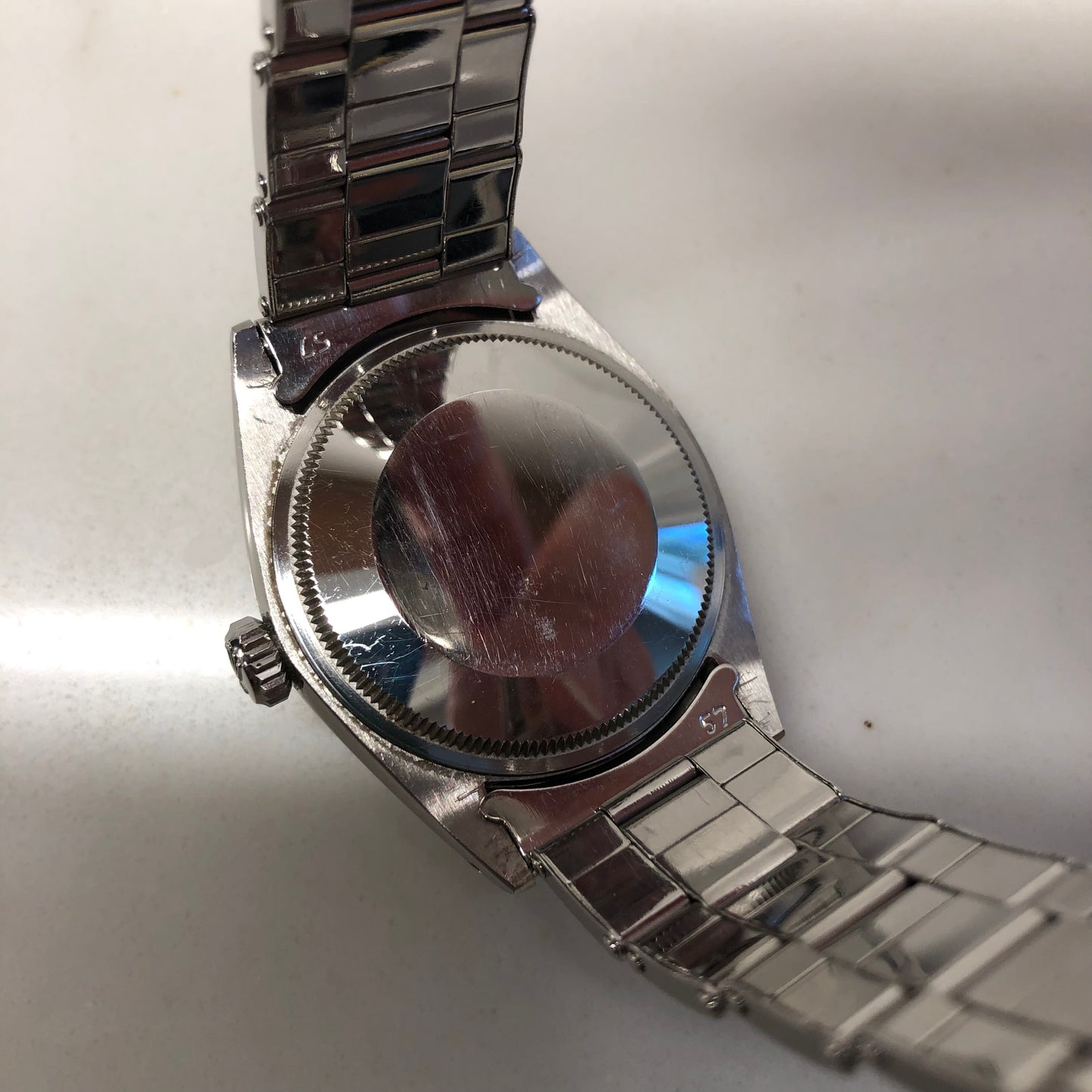 1965 Rolex Date 1500 Oyster Perpetual Silver Arrow Steel Automatic Wristwatch