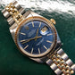 1972 Rolex Datejust 1601 Blue Mosaic Dial Two Tone Jubilee Fluted Automatic Wristwatch