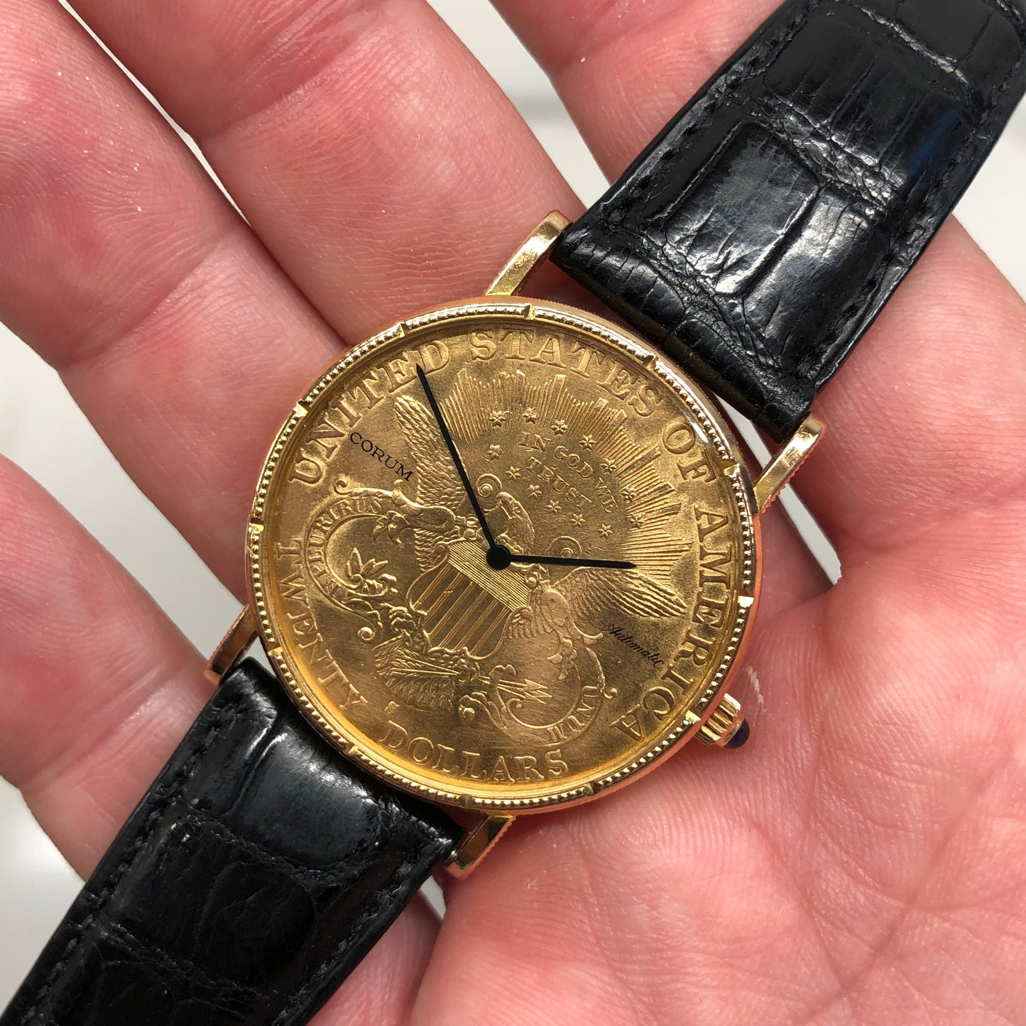 Corum 20 Dollar Coin Double Eagle Yellow Gold Automatic 1904 Wristwatch with Box and Papers