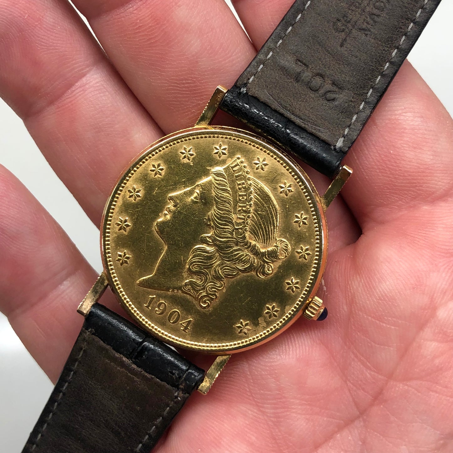 Corum 20 Dollar Coin Double Eagle Yellow Gold Automatic 1904 Wristwatch with Box and Papers