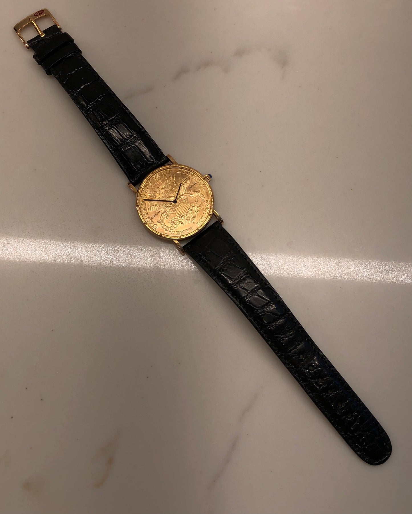 Corum 20 Dollar Coin Double Eagle Yellow Gold Automatic 1904 Wristwatch with Box and Papers