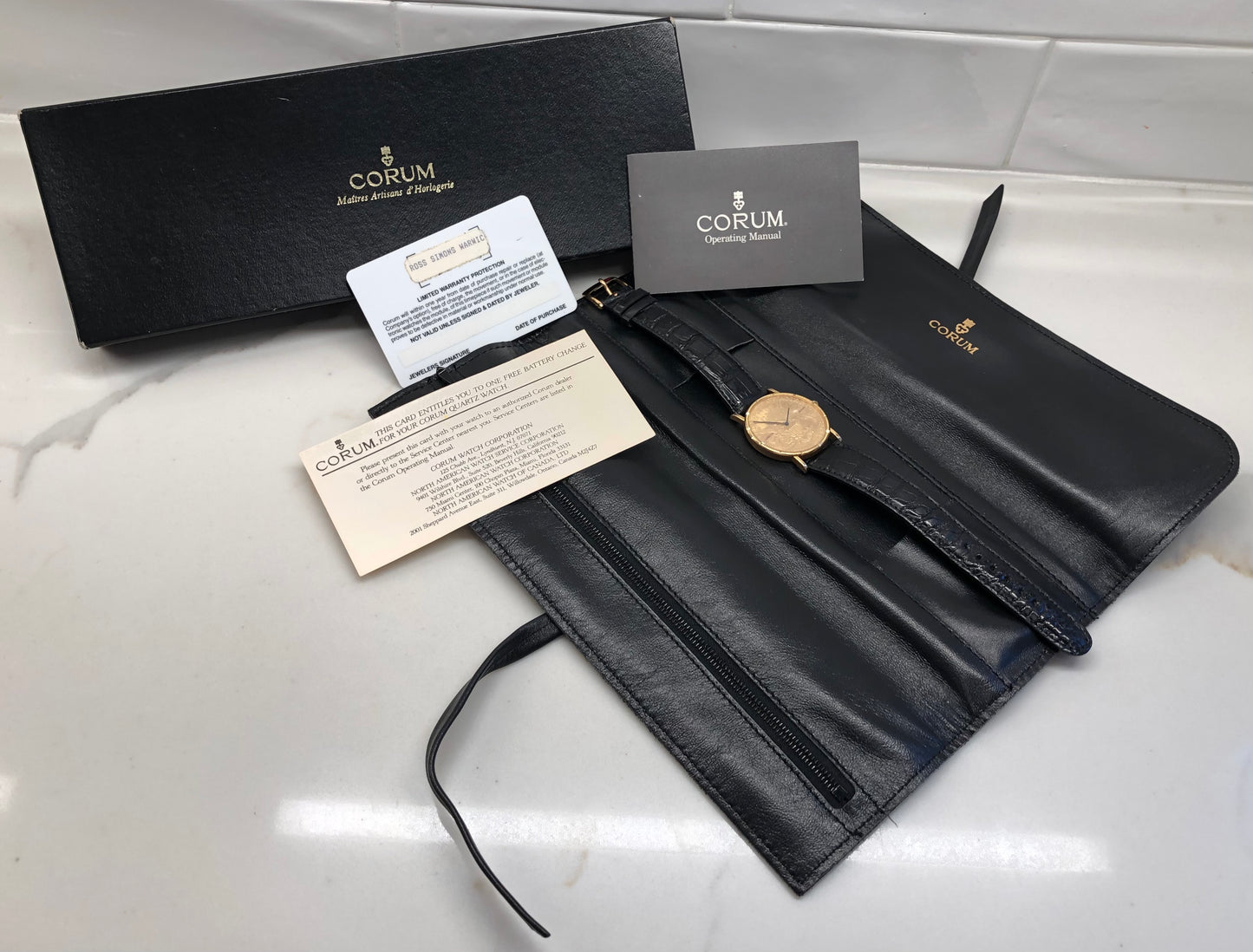 Corum 20 Dollar Coin Double Eagle Yellow Gold Automatic 1904 Wristwatch with Box and Papers