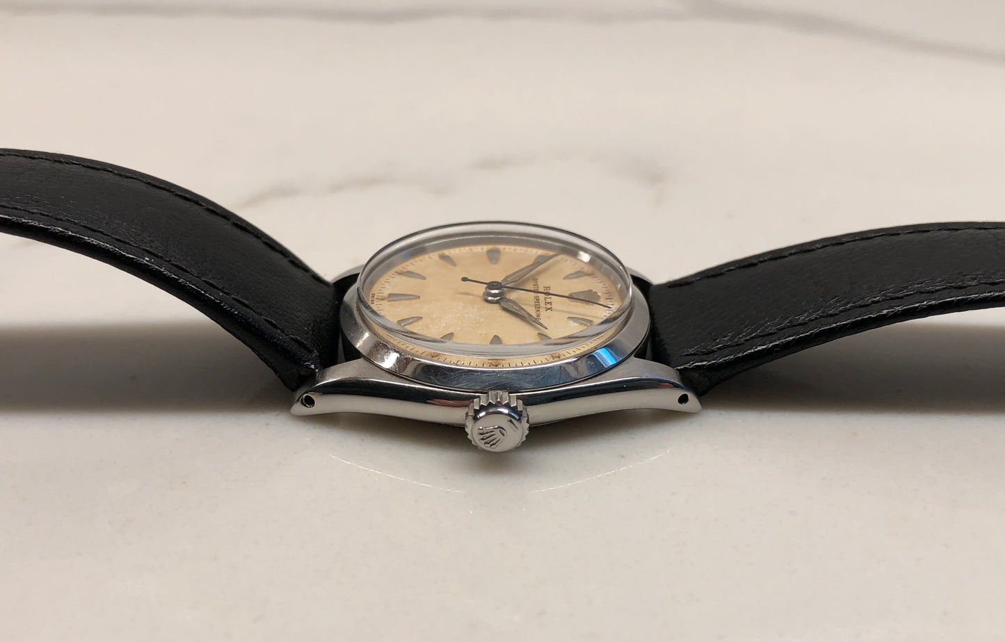 1955 Rolex Oyster Speedking 6420 Stainless Steel 31mm Precision Wristwatch with Rolex Service Card