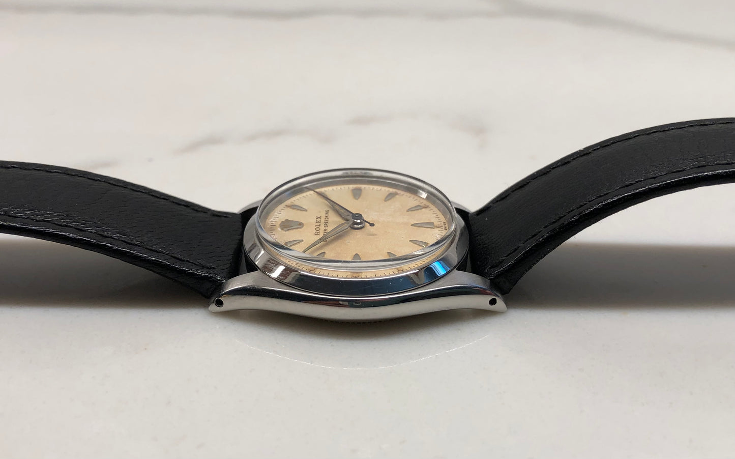 1955 Rolex Oyster Speedking 6420 Stainless Steel 31mm Precision Wristwatch with Rolex Service Card
