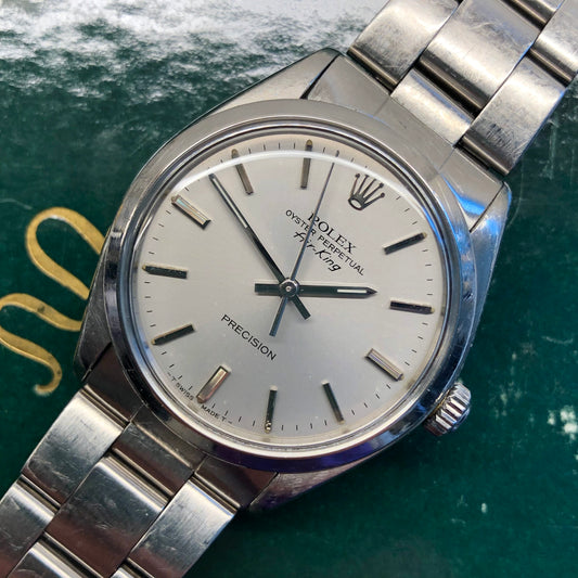 1987 Rolex Air King Precision 5500 Stainless Steel Silver Dial Automatic Wristwatch - HASHTAGWATCHCO
