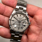1975 Rolex Date 1501 Steel Engine Turned Oyster Silver Mosaic Dial Wristwatch