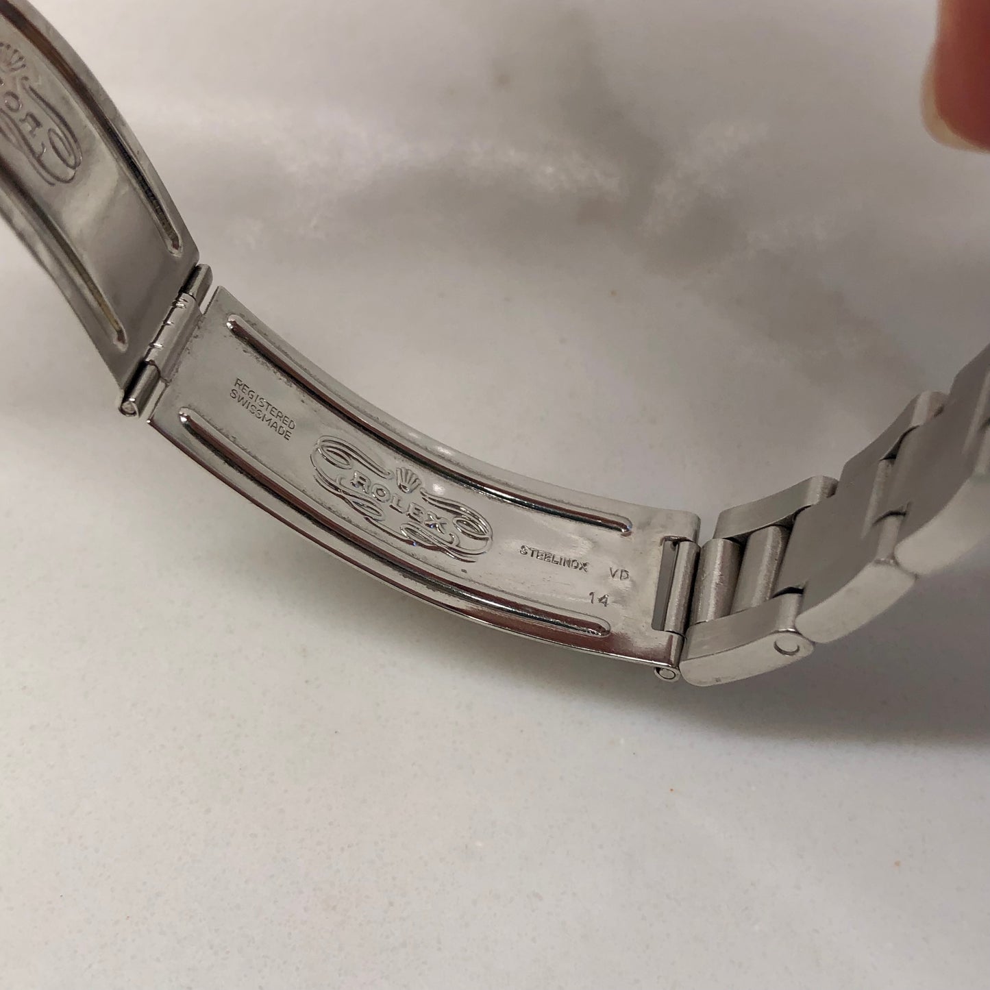 1975 Rolex Date 1501 Steel Engine Turned Oyster Silver Mosaic Dial Wristwatch
