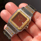 1980s Cartier Santos 2961 Oxblood Burgundy Two Tone Automatic Wristwatch - HASHTAGWATCHCO