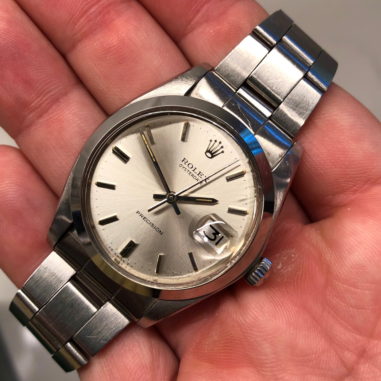 1976 Rolex Oysterdate Precision 6694 Stainless Steel Manual Wristwatch