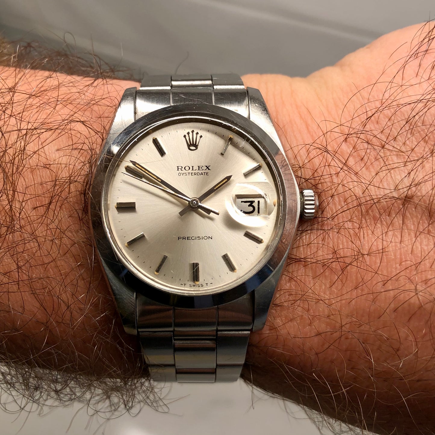 1976 Rolex Oysterdate Precision 6694 Stainless Steel Manual Wristwatch