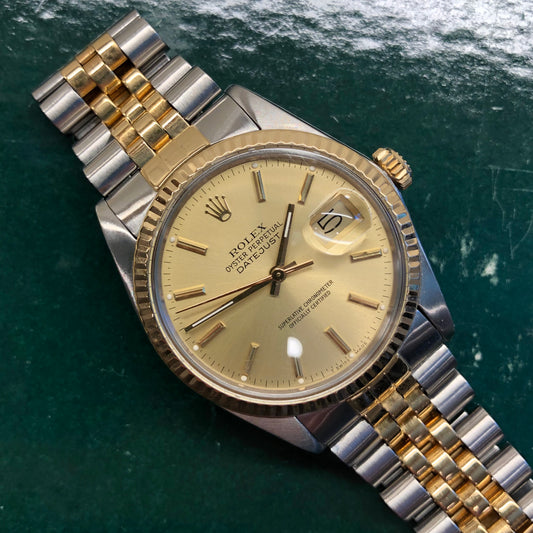 1986 Rolex Datejust 16013 Champagne Two Tone Jubilee Automatic Wristwatch