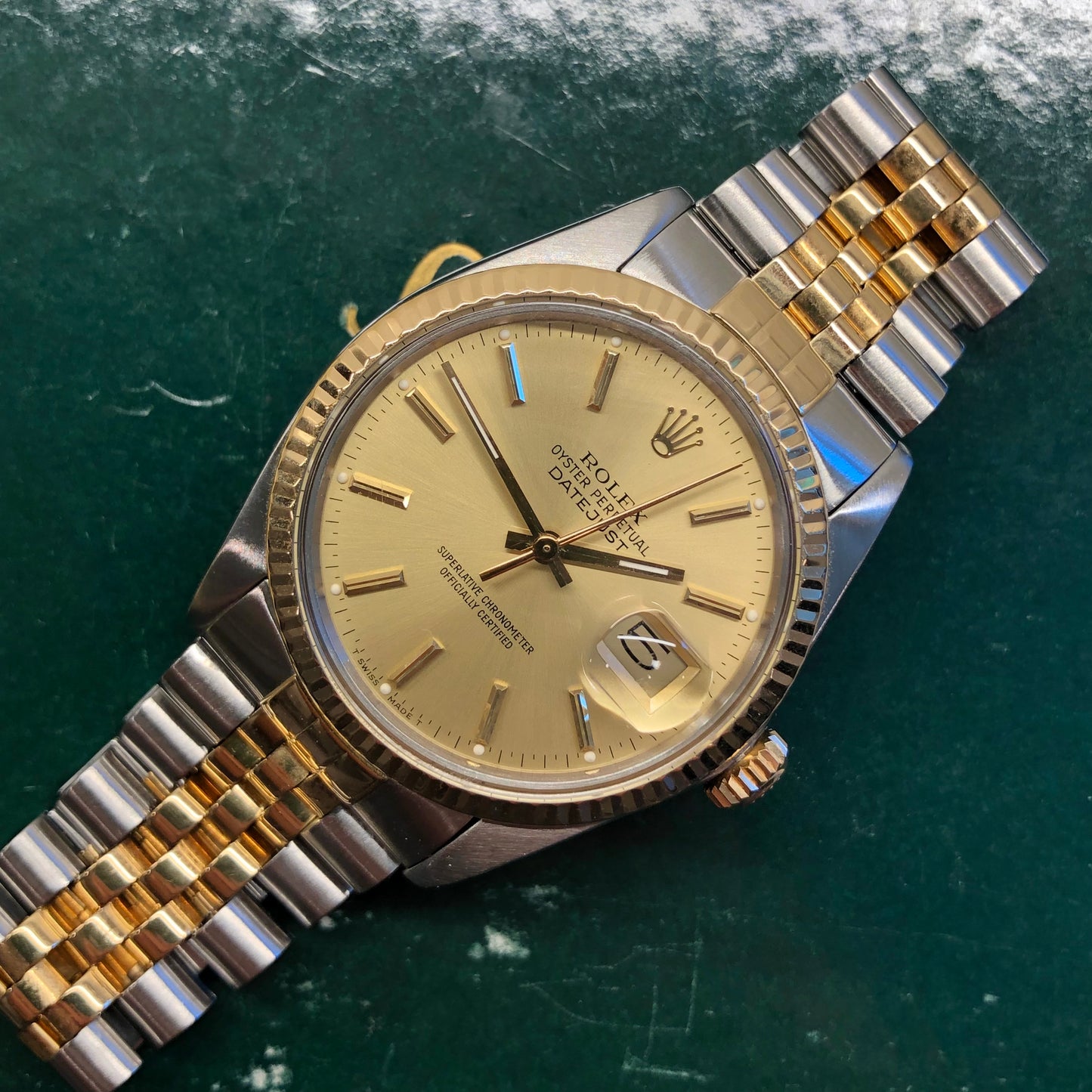 1986 Rolex Datejust 16013 Champagne Two Tone Jubilee Automatic Wristwatch