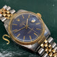 1987 Rolex Datejust 16013 Blue Violet Dial Two Tone Jubilee Automatic Wristwatch