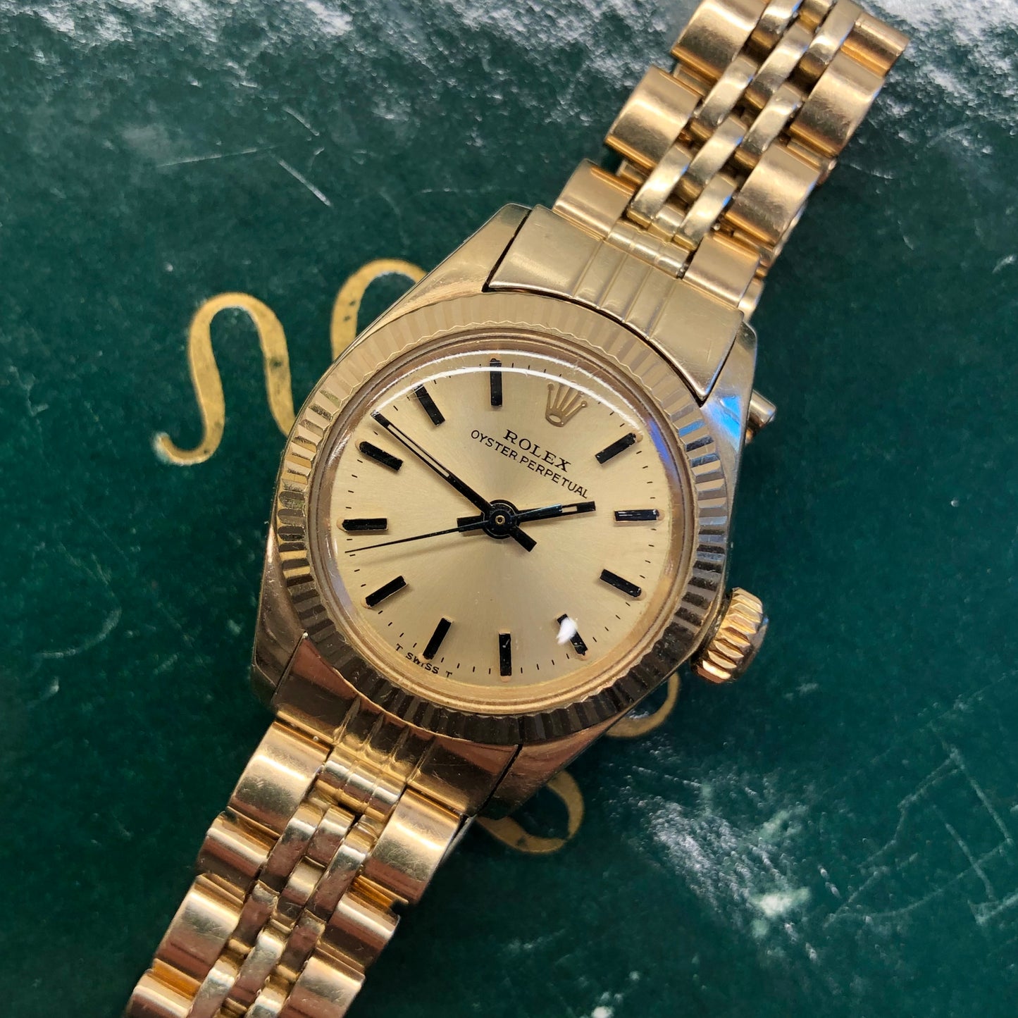 1979 Rolex Oyster Perpetual 6719 14K Yellow Gold Ladies Jubilee Bracelet Automatic Wristwatch