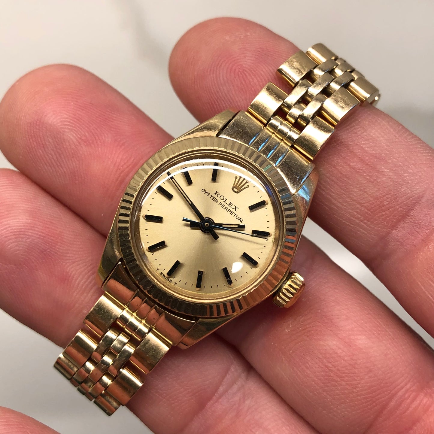 1979 Rolex Oyster Perpetual 6719 14K Yellow Gold Ladies Jubilee Bracelet Automatic Wristwatch