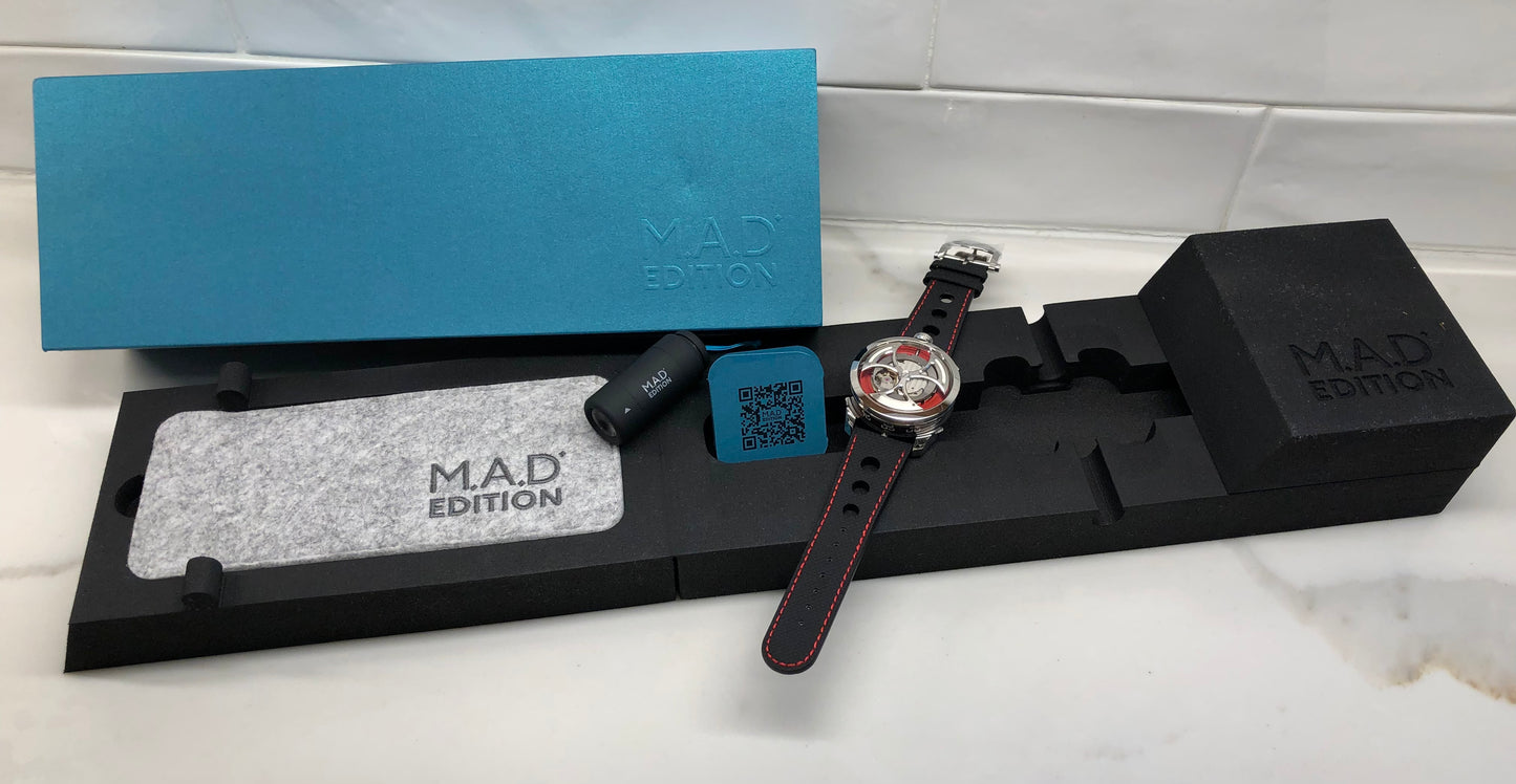 2022 MB&F M.A.D Edition MAD 1 RED 42mm Skeleton Stainless Steel Automatic Wristwatch Unworn - Hashtag Watch Company