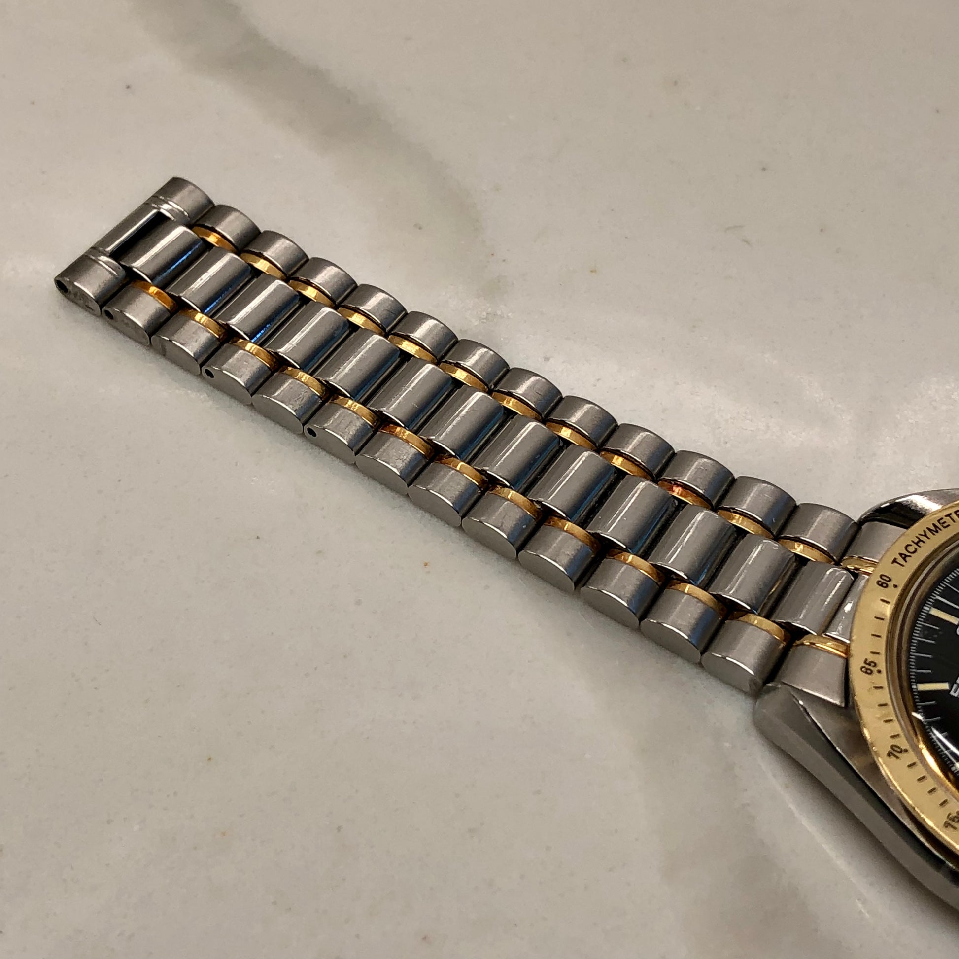 1990s Omega Speedmaster Reduced 175.00.33 Chronograph Steel and Gold Automatic Wristwatch - HASHTAGWATCHCO