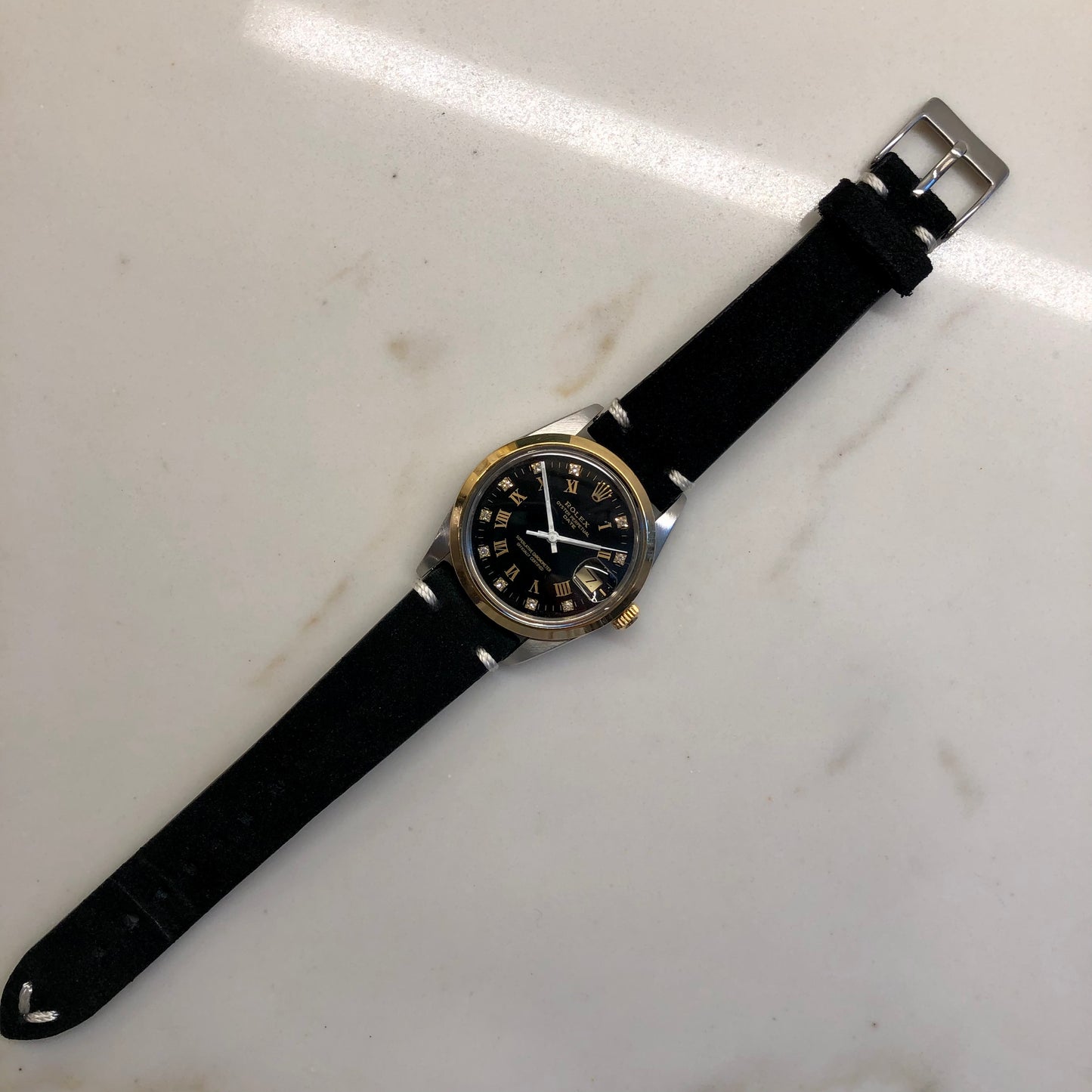 1988 Rolex Date 15003 Two Tone Black Diamond Dial Automatic Wristwatch
