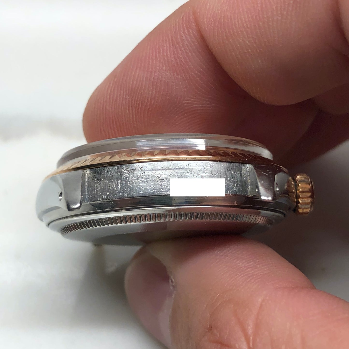 1974 Rolex Datejust 1601 Two Tone Rose Gold Steel Fluted Bezel Wristwatch