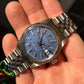 1984 Rolex Datejust 16030 Steel Blue Engine Turned Automatic Wristwatch